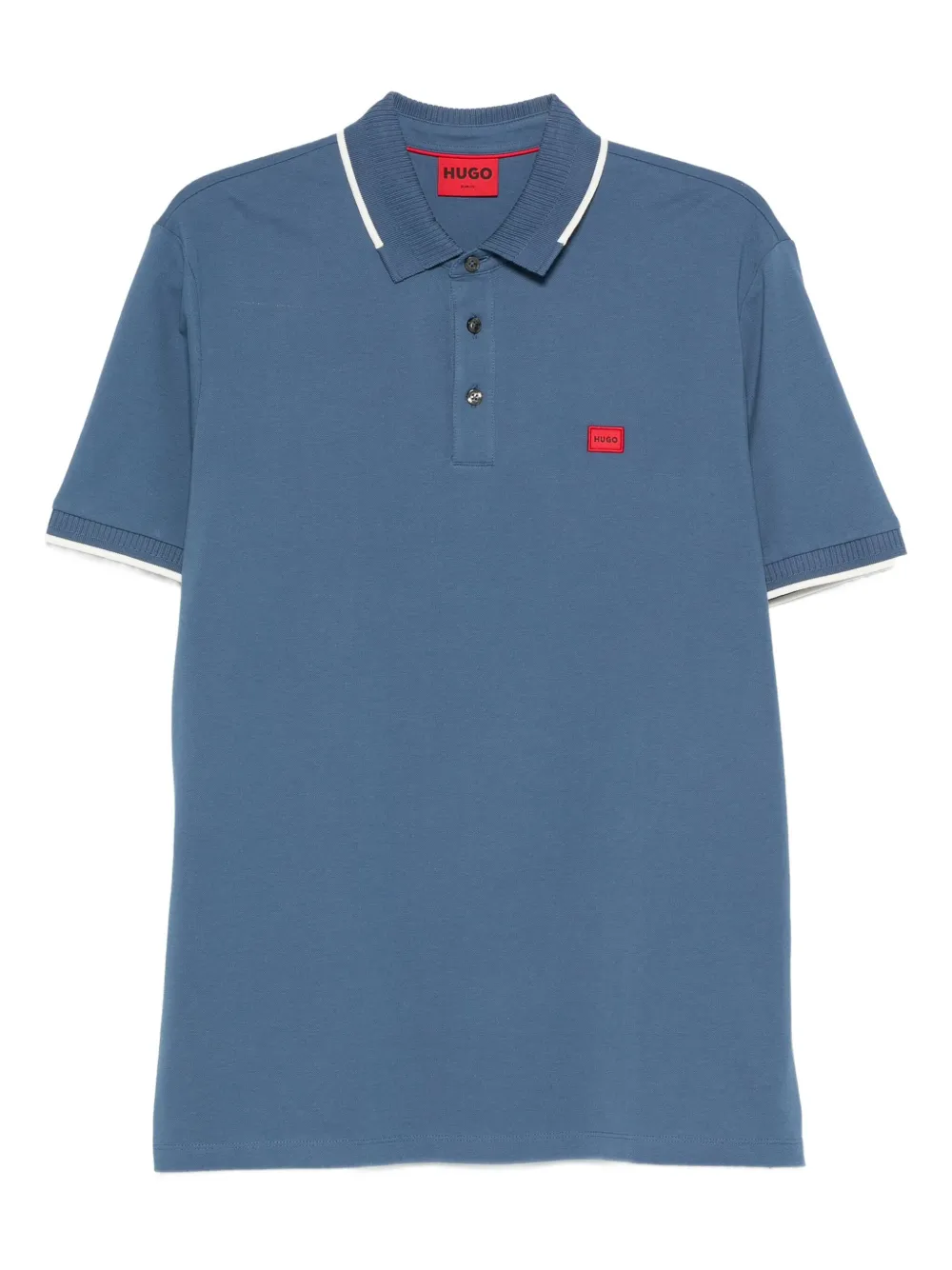 HUGO Poloshirt met logo en kraagdetail Blauw