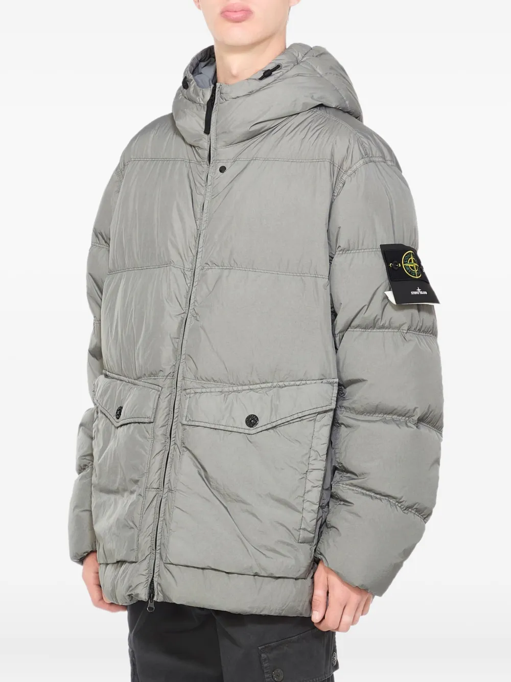 Stone Island Donsjack met Compass-logopatch Grijs