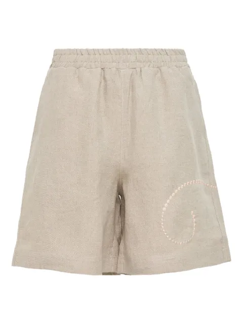 Diomene embroidered elastic-waist shorts