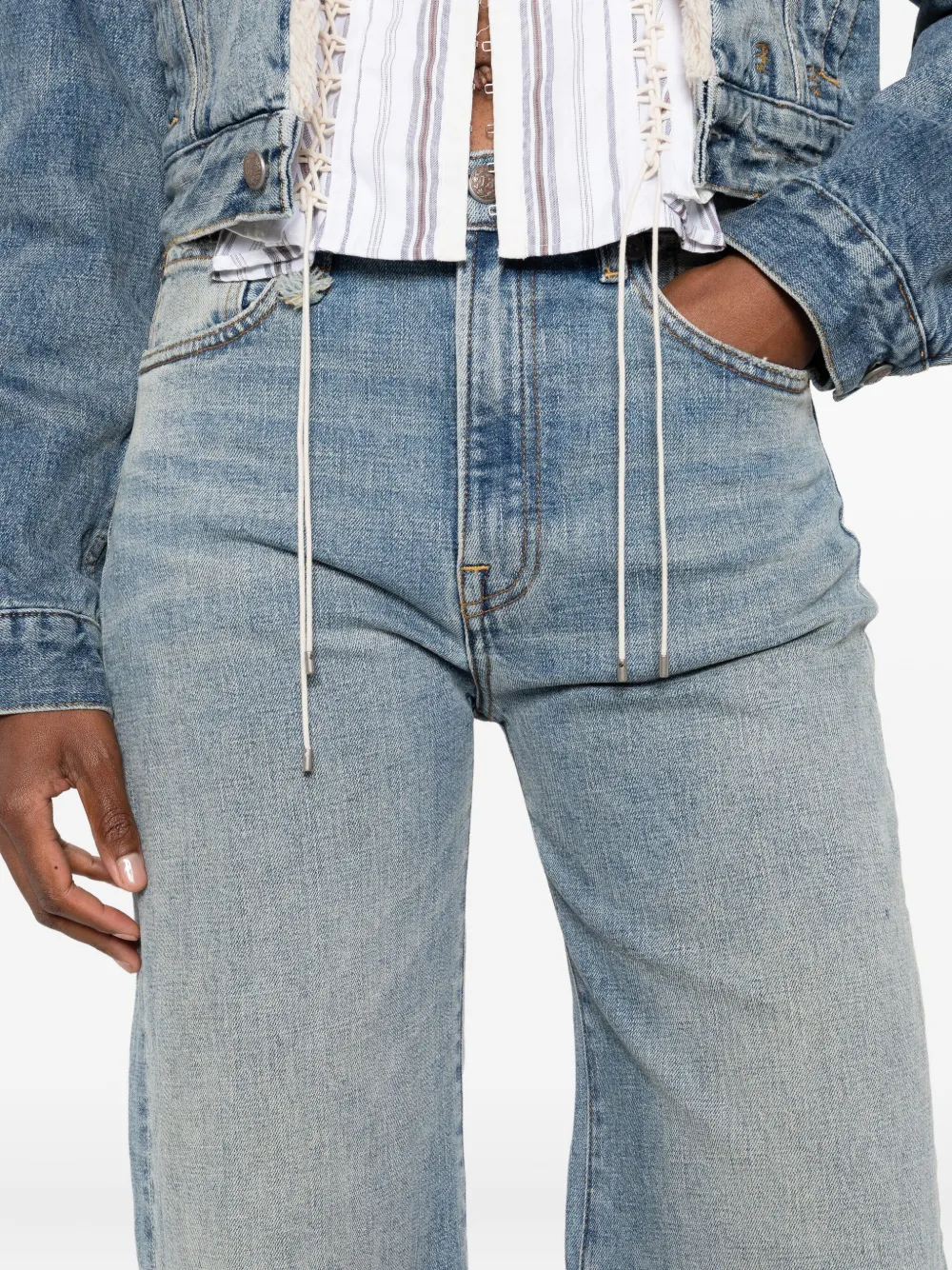 R13 Jeans met logopatch Blauw
