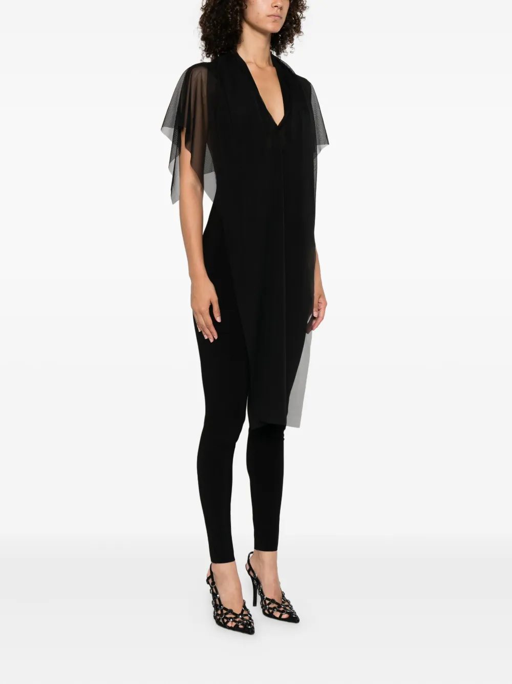 Norma Kamali Top met mesh laag Zwart