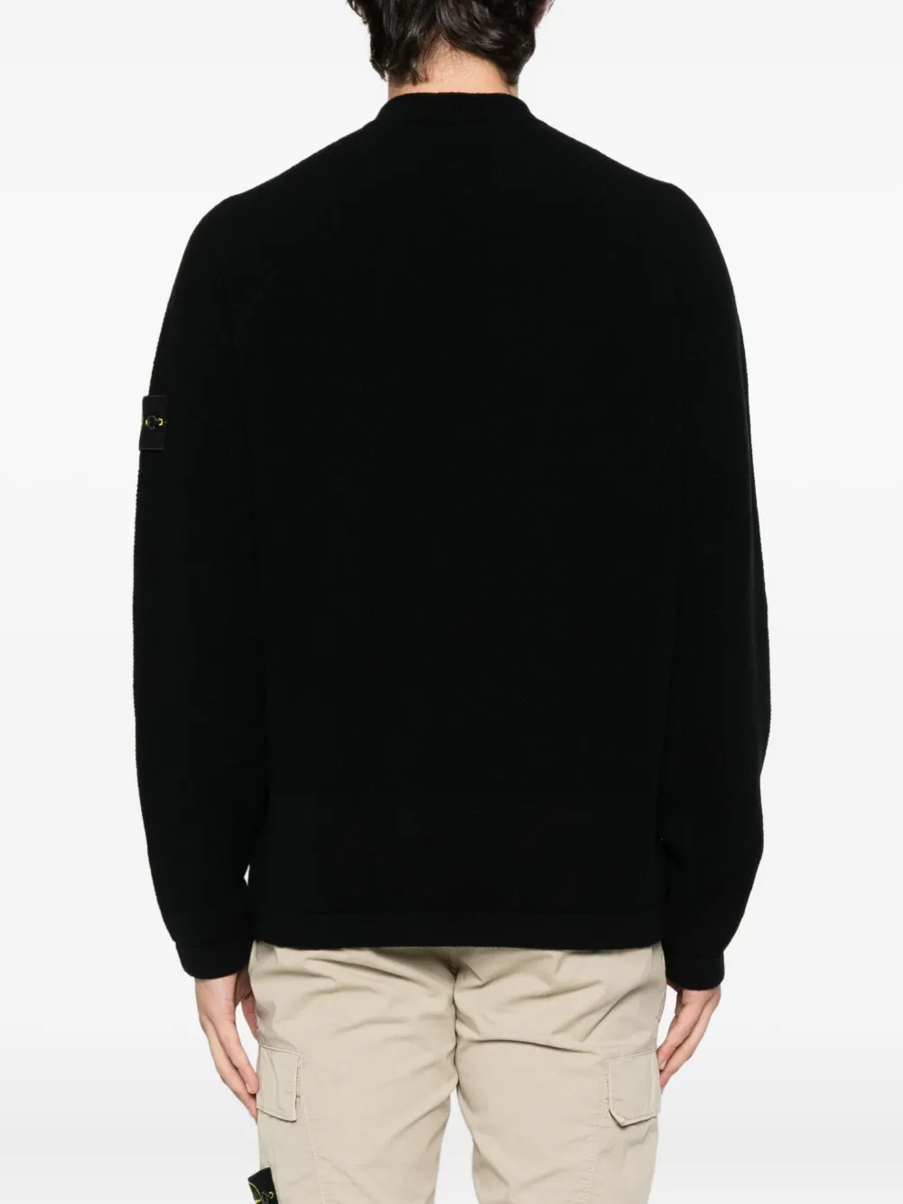 Stone Island Trui met logopatch en rits Zwart