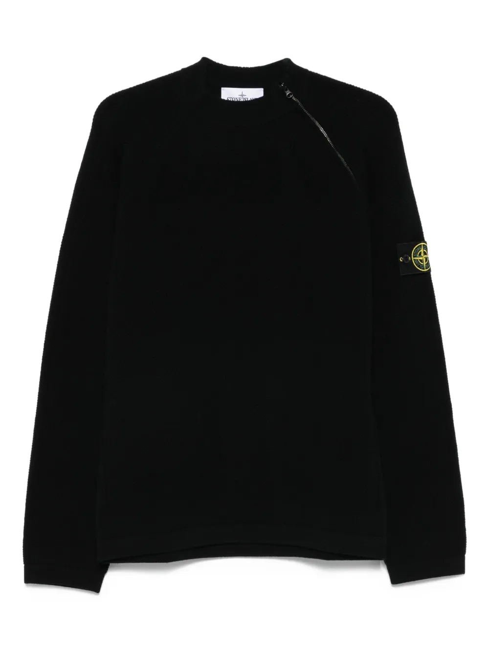 Stone Island Trui met logopatch en rits Zwart