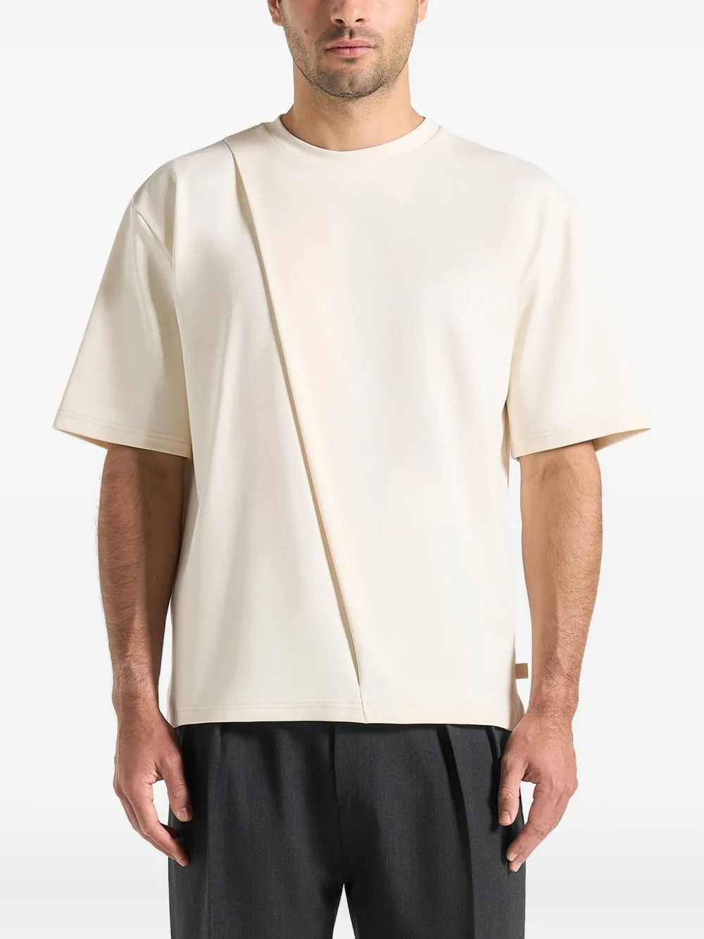 pleat-detail split-hem T-shirt