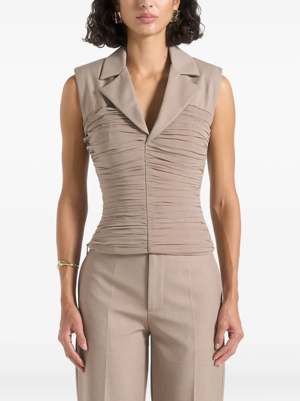 Manière De Voir Thea gilet met ruches Beige