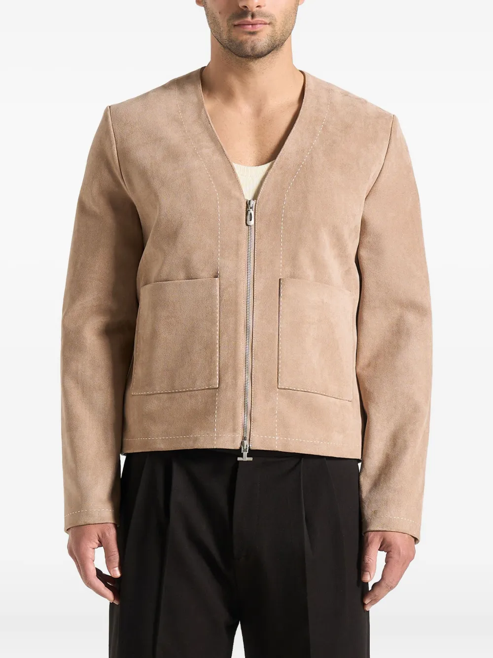 Manière De Voir Maxime two-way zip patch-pocket jacket | Neutrals | Image 1