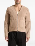 Manière De Voir Maxime contrast-stitch suede zip jacket - Neutrals