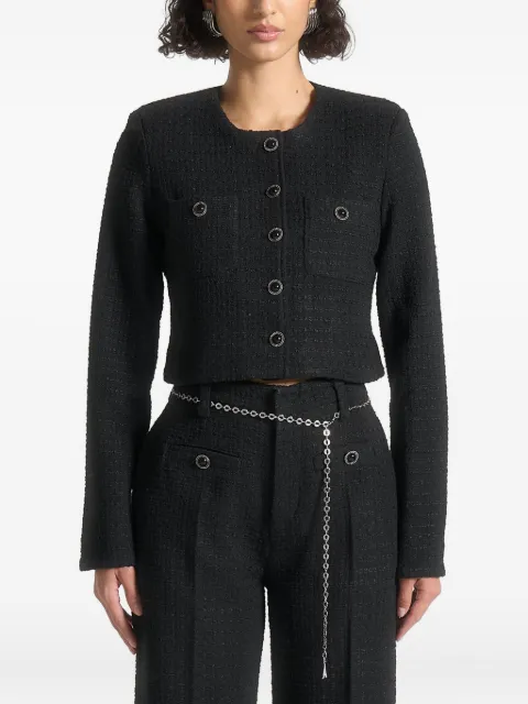 Manière De Voir Celine - veste crop en tweed à perles - noir