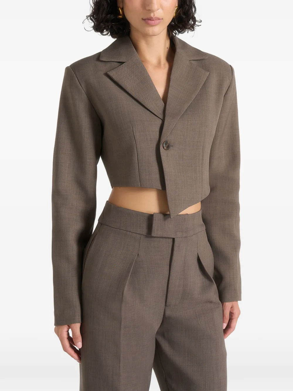 Manière De Voir Dina asymmetrische cropped blazer Bruin