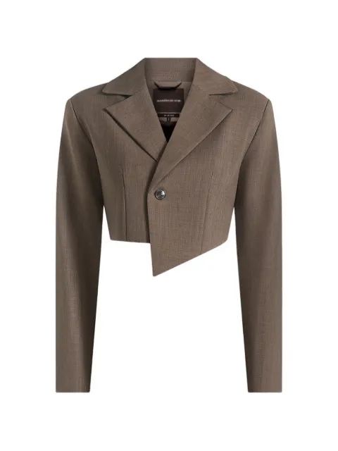 Manière De Voir Dina in dark taupe asymmetric tailored cropped blazer