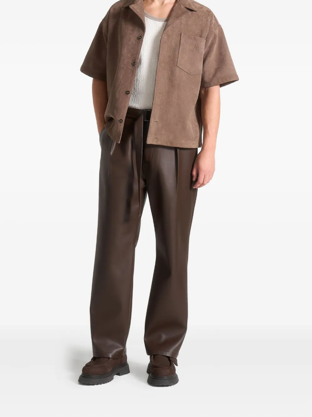 Manière De Voir Serge pleated faux-leather trousers | Regular-Fit & Straight Leg Pants | Image 2