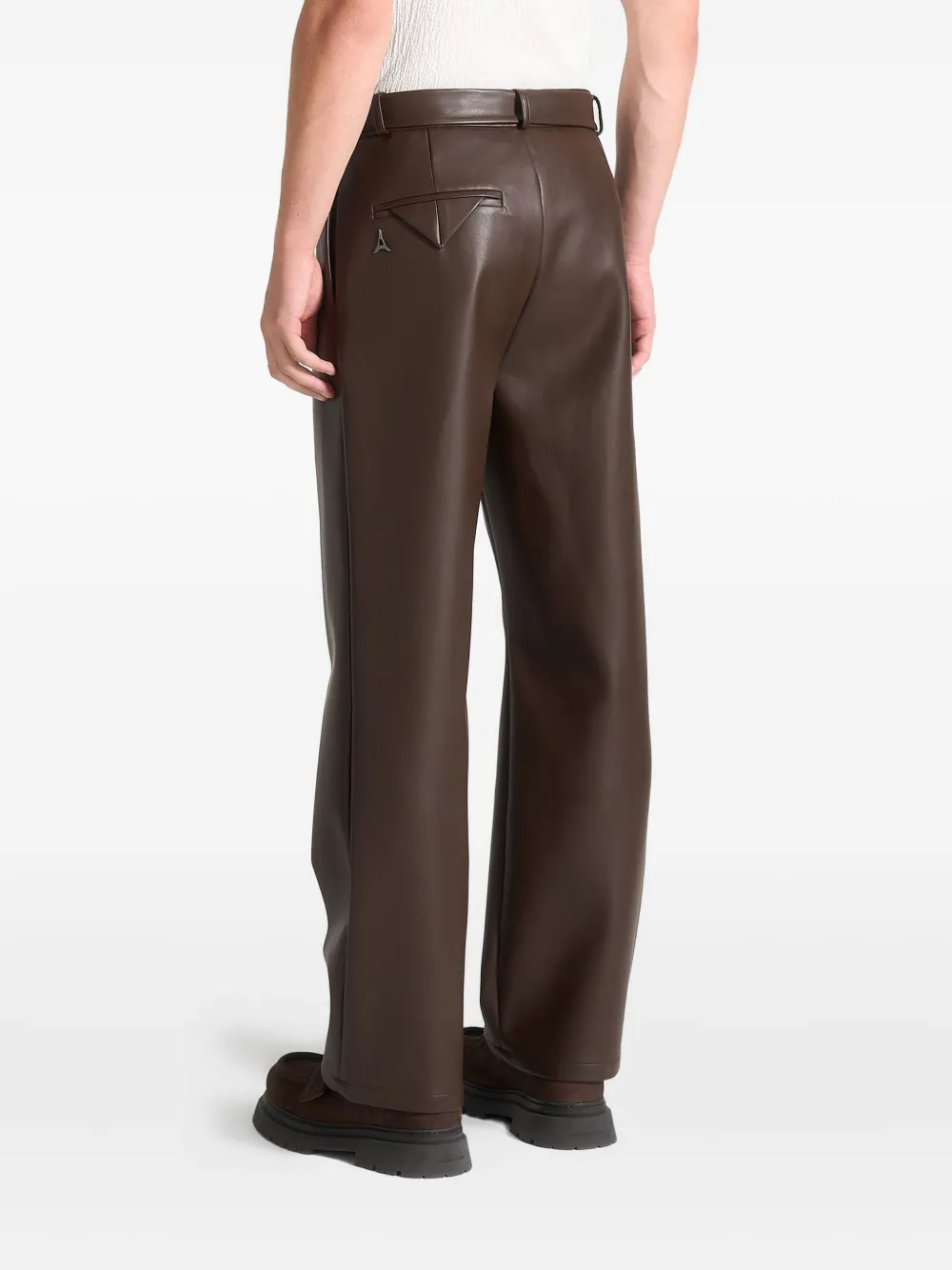 Manière De Voir Serge geplooide broek van imitatieleer Bruin