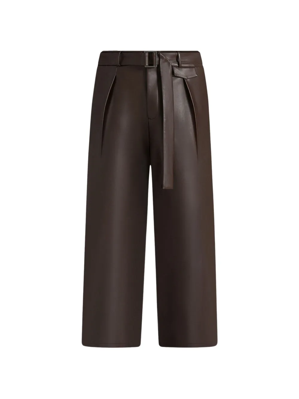Manière De Voir Serge pleated faux-leather trousers - Braun