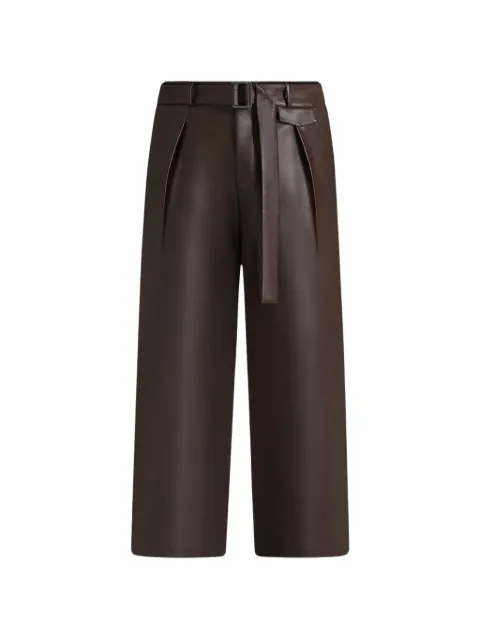 Manière De Voir Serge in brown relaxed-fit leather pleated trousers
