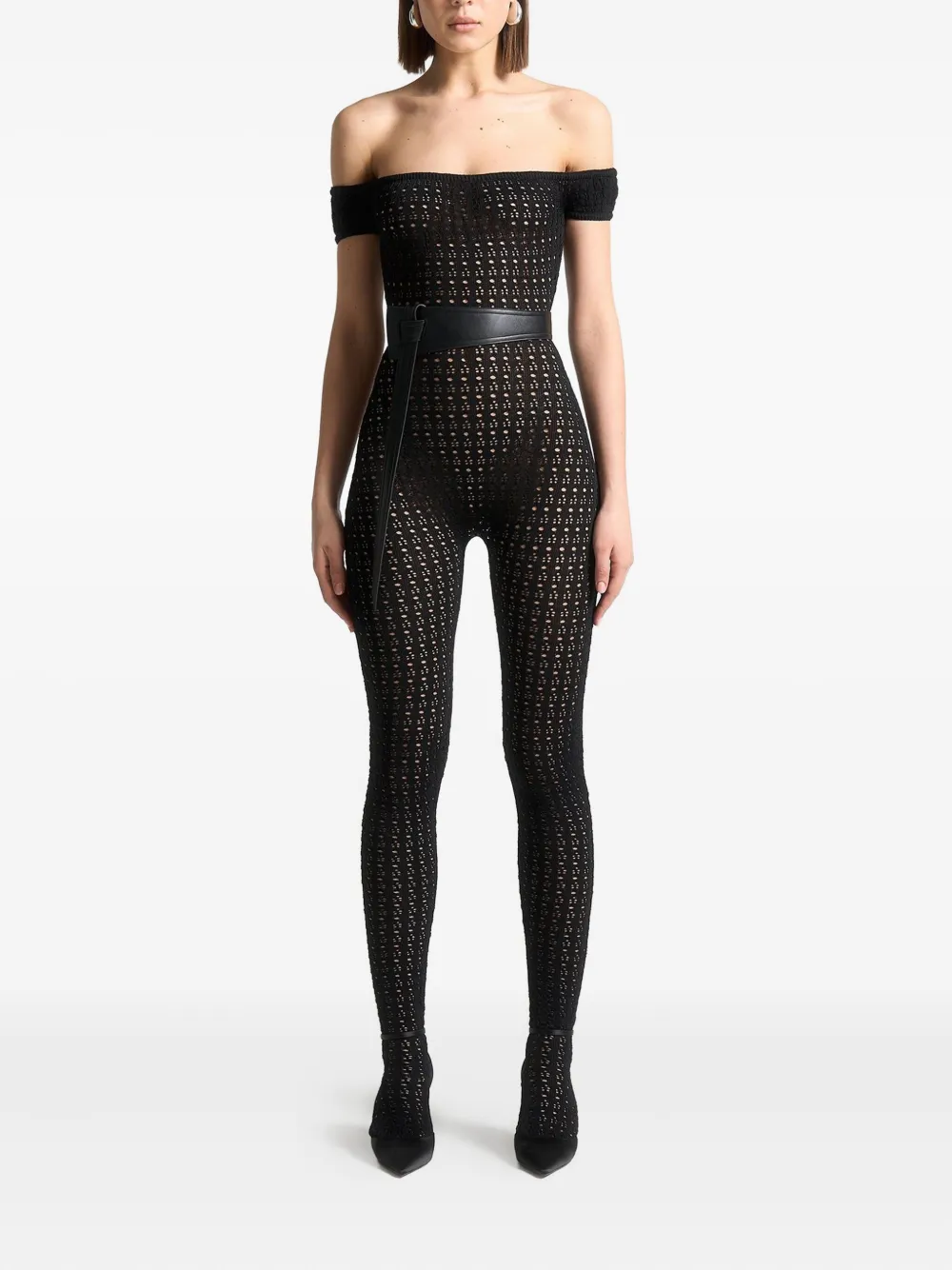 Manière De Voir Martine pointelle gebreid jumpsuit met stippen Zwart