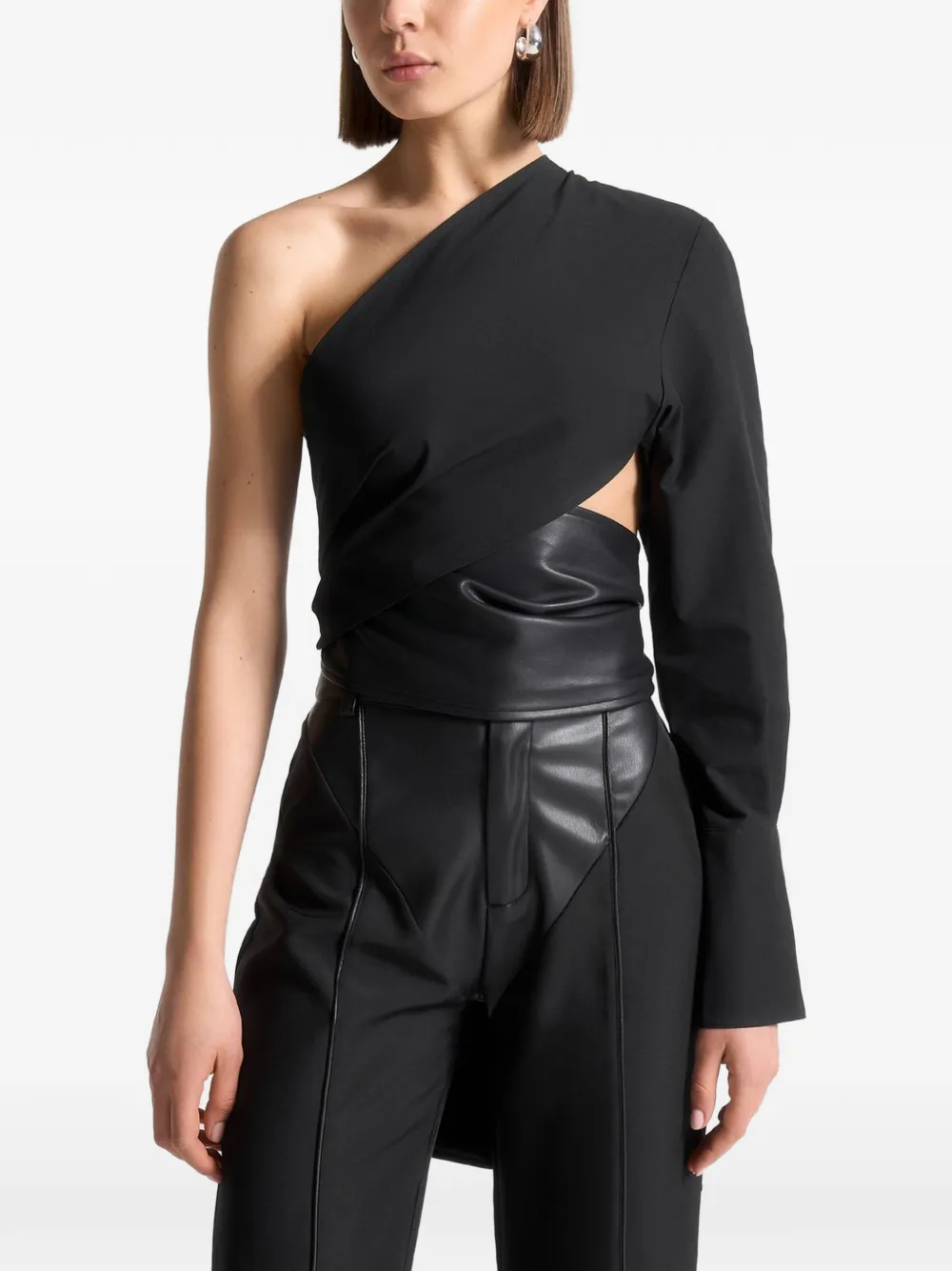 Manière De Voir Coralie one-sleeve wrap top - Nero