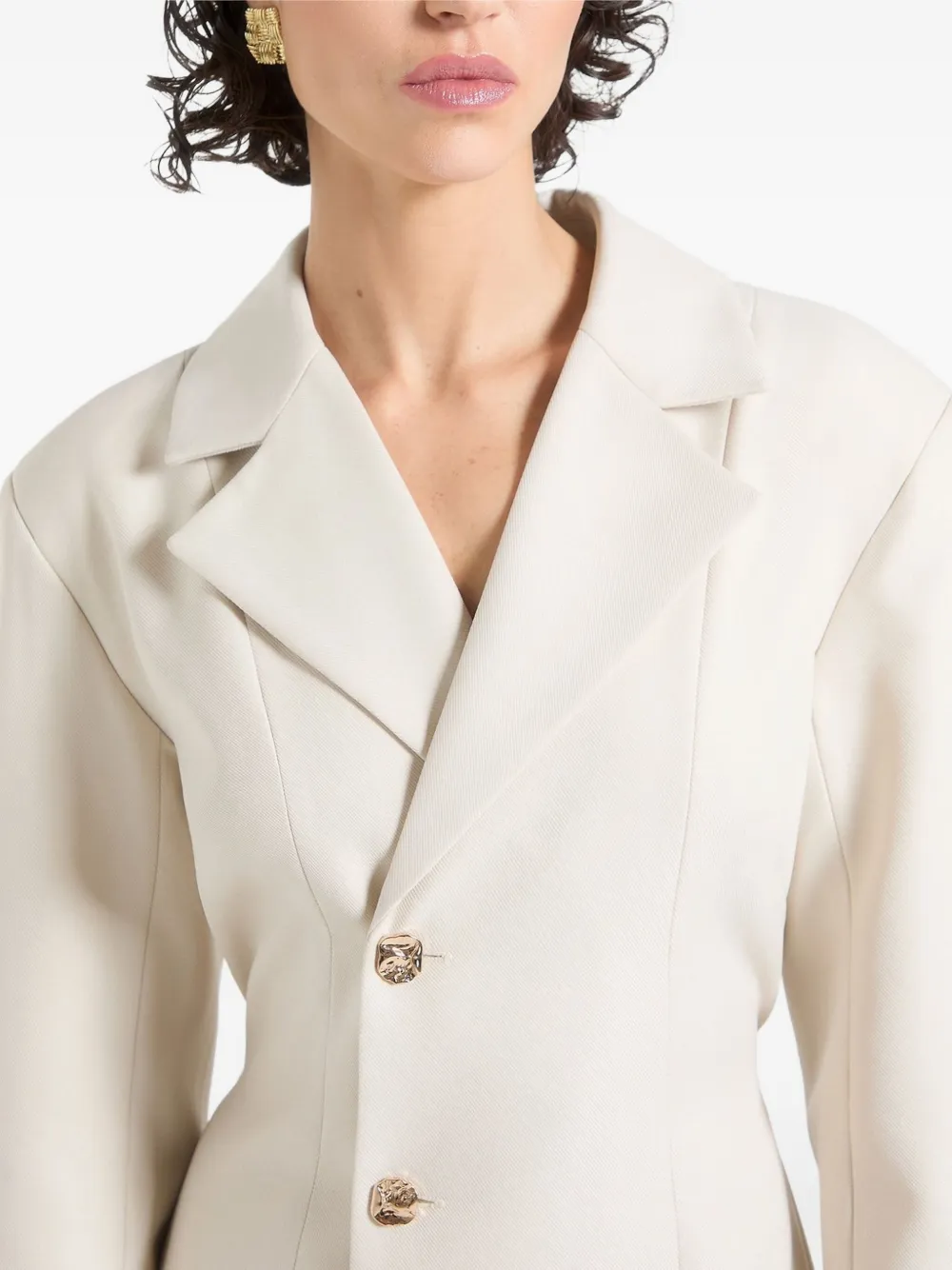 Manière De Voir Nicole geplooide mini-blazerjurk met leren vlakken Beige