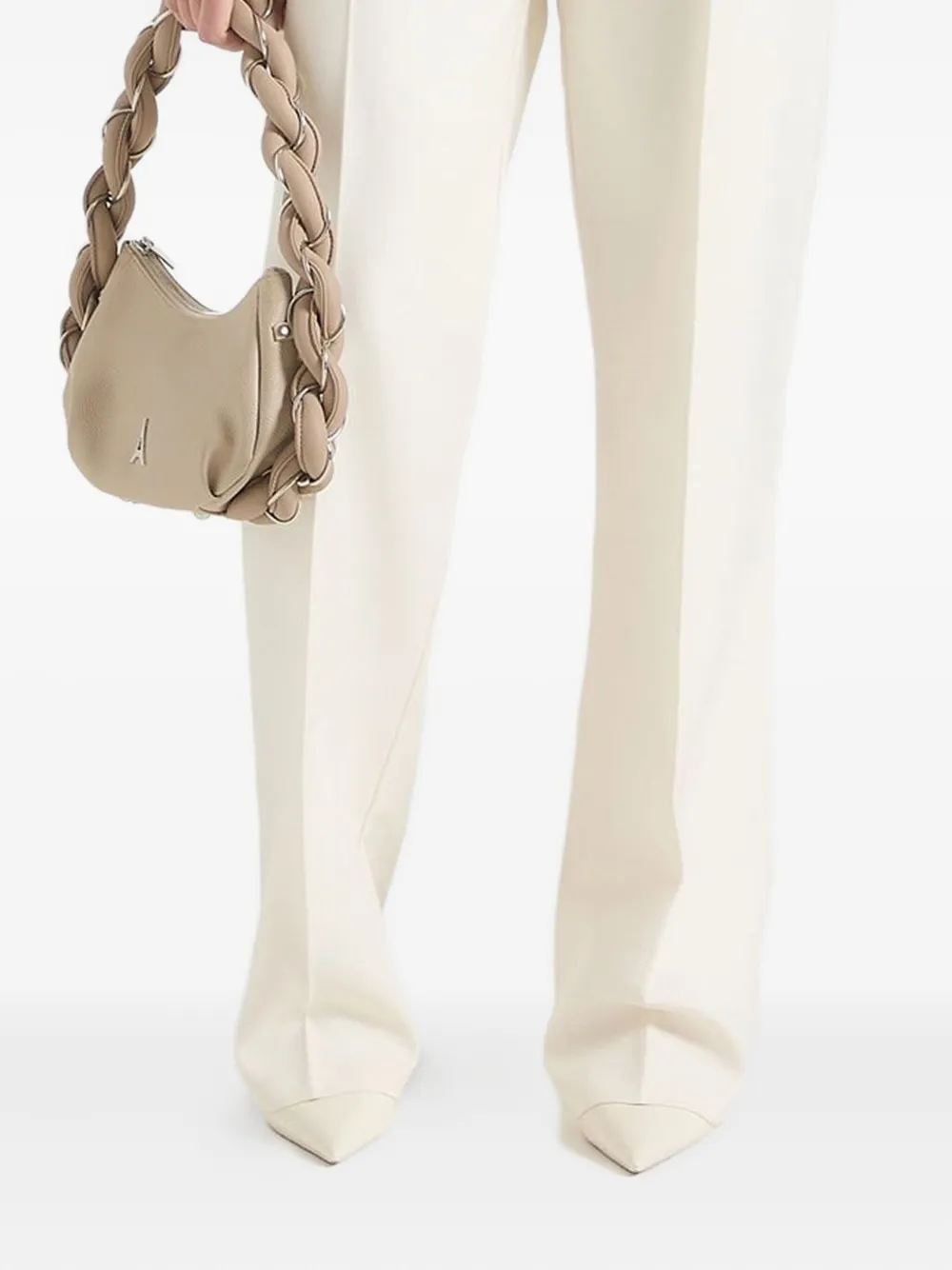 Manière De Voir Blanche faux leather-panel trousers | Straight-Leg Pants | Image 2
