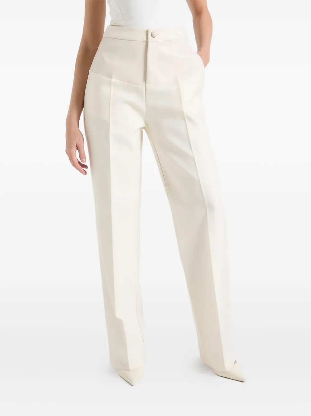 Manière De Voir Blanche broek met vlak van imitatieleer Wit
