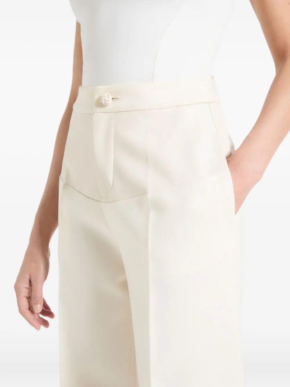 Manière De Voir Blanche broek met vlak van imitatieleer Wit
