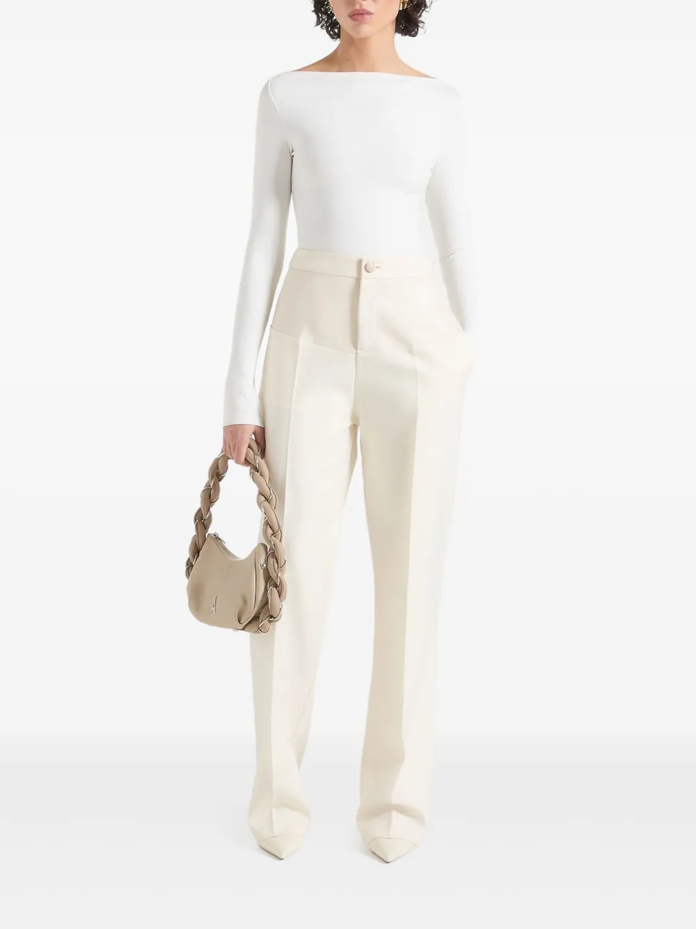 Manière De Voir Blanche broek met vlak van imitatieleer - Wit