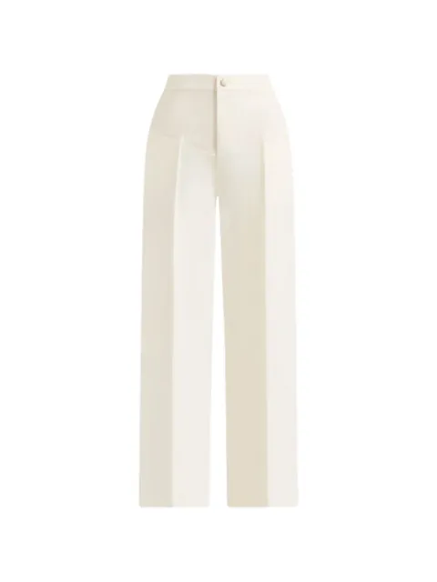 Manière De Voir pantalones de vestir Blanche con panel de piel artificial