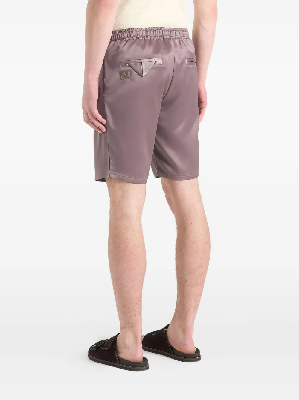 Manière De Voir Satijnen shorts met elastische tailleband Bruin