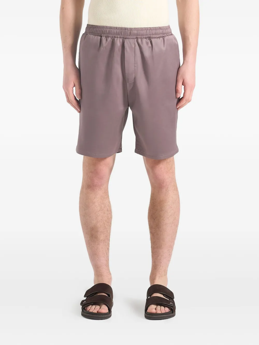 Manière De Voir Satijnen shorts met elastische tailleband Bruin