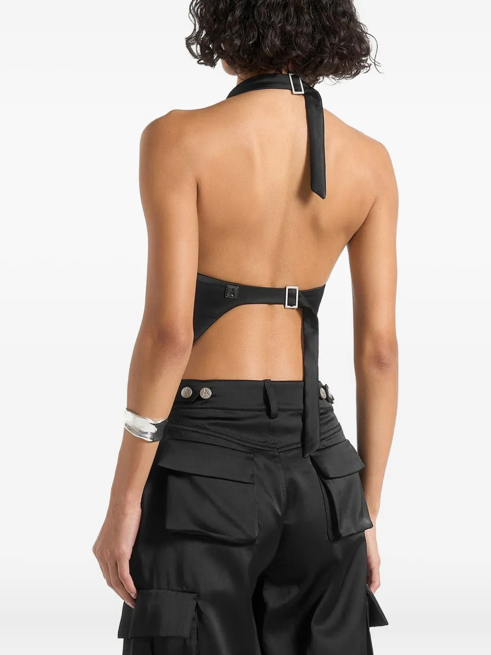 Manière De Voir Claudette zip-front halter top Zwart