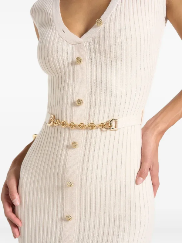 Manière De Voir Helene Gebreide Jurk Met Ceintuur Beige