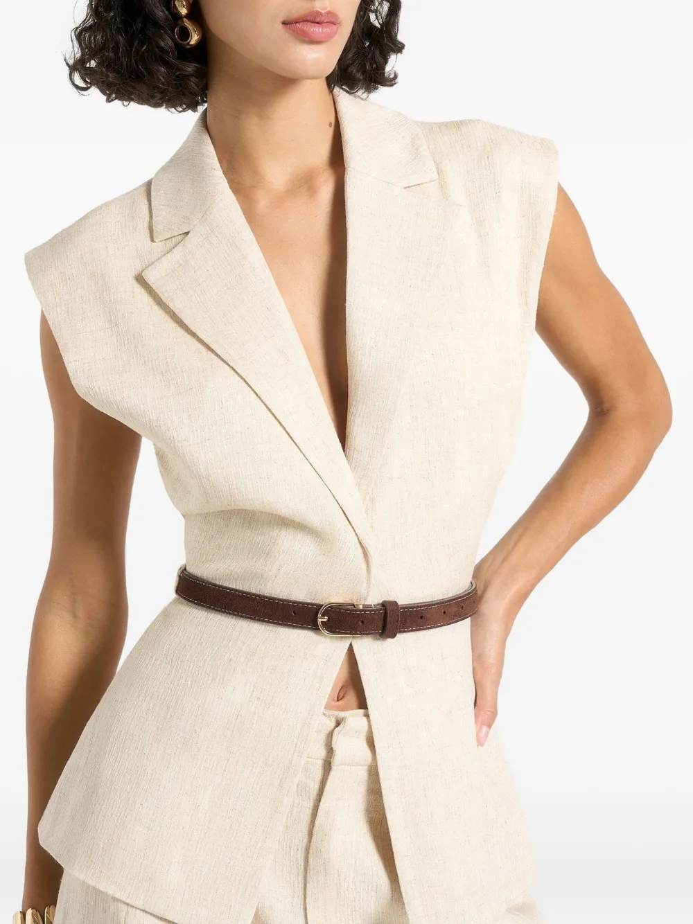 Manière De Voir Wide-shoulder Waistcoat In Neutral