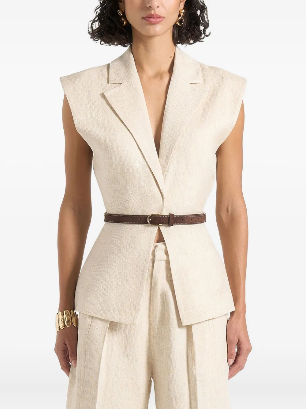 Manière De Voir Wide-shoulder Waistcoat In Neutral