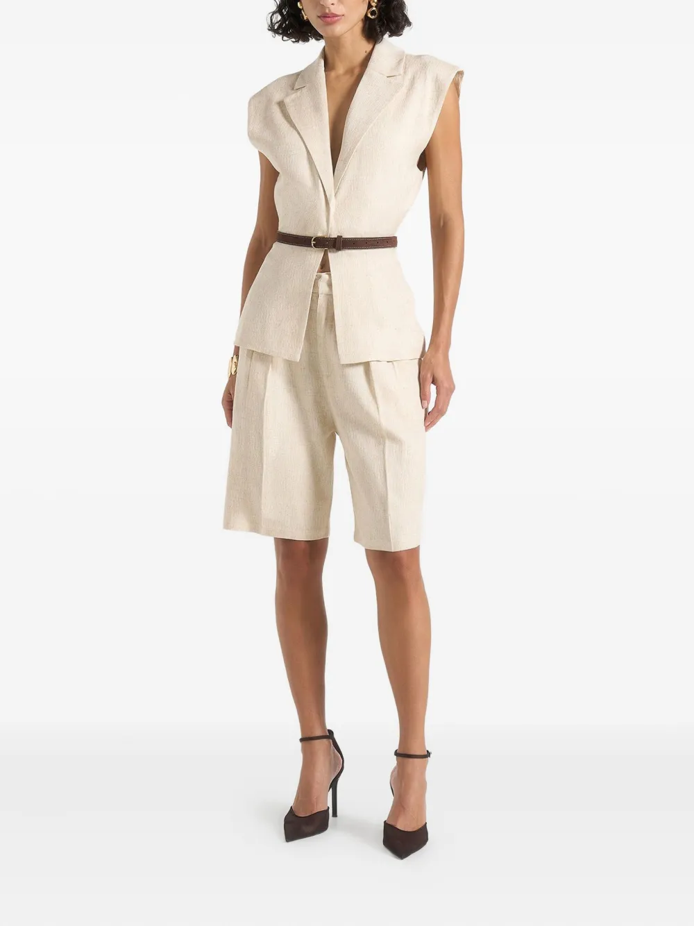 Manière De Voir Wide-shoulder Waistcoat In Neutral