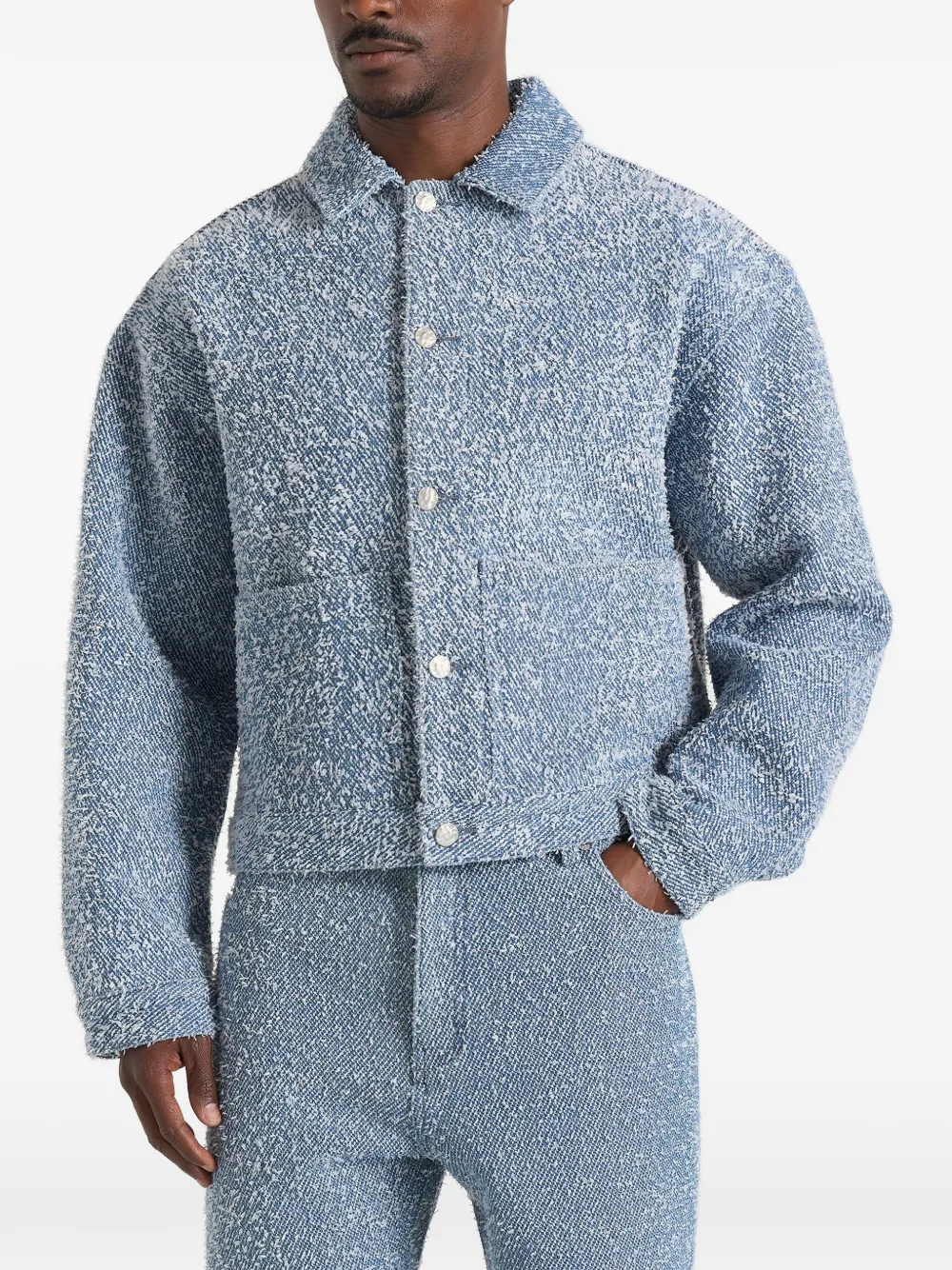 Manière De Voir Damien bouclé back-pleat jacket - Blue