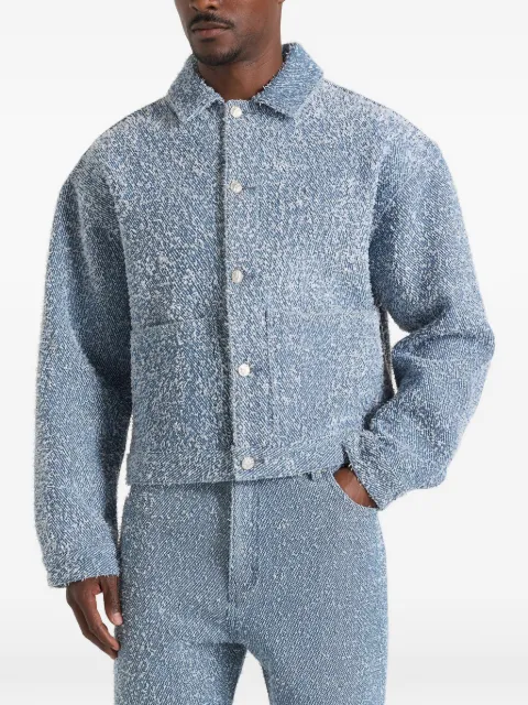 Manière De Voir Damien in blue bouclé denim jacket with back pleat