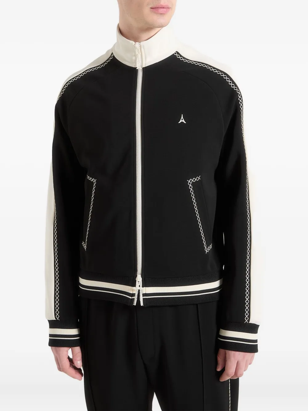 Manière De Voir Tristan whipstitch raglan track jacket | Black | Image 1