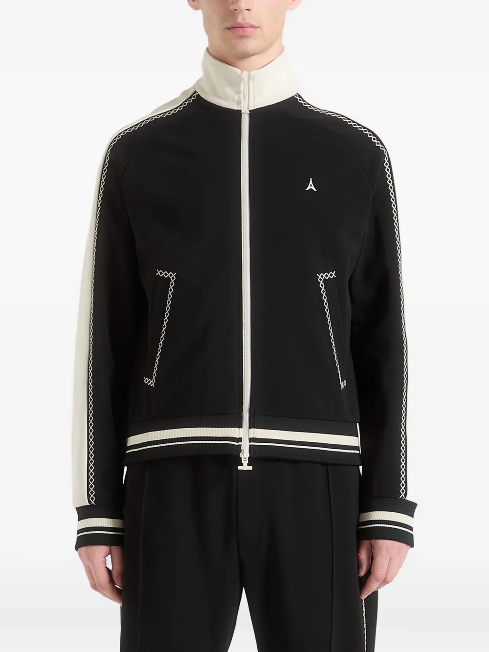 Tristan contrast-whipstitch raglan track jacket