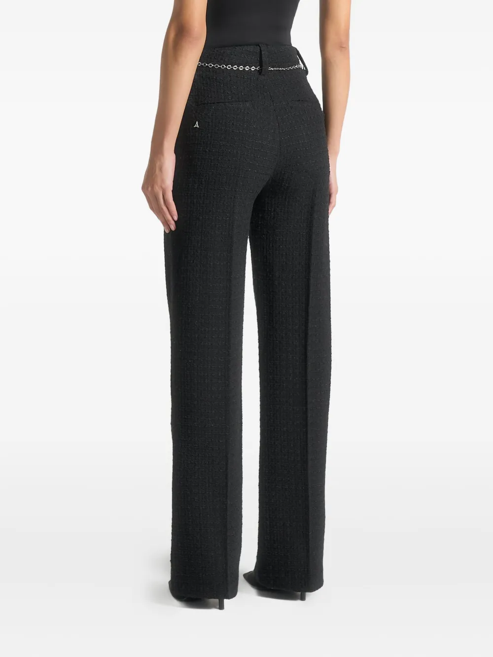 Manière De Voir Nathalie tweed broek met kettingriem Zwart