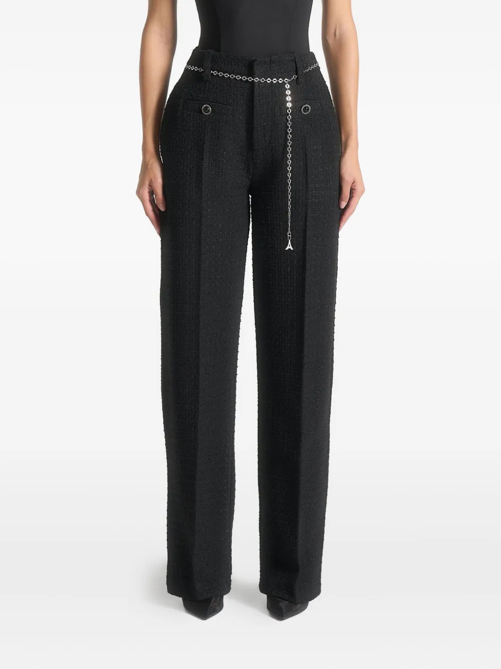 Manière De Voir Nathalie chain-belt tweed trousers | Black | Image 1