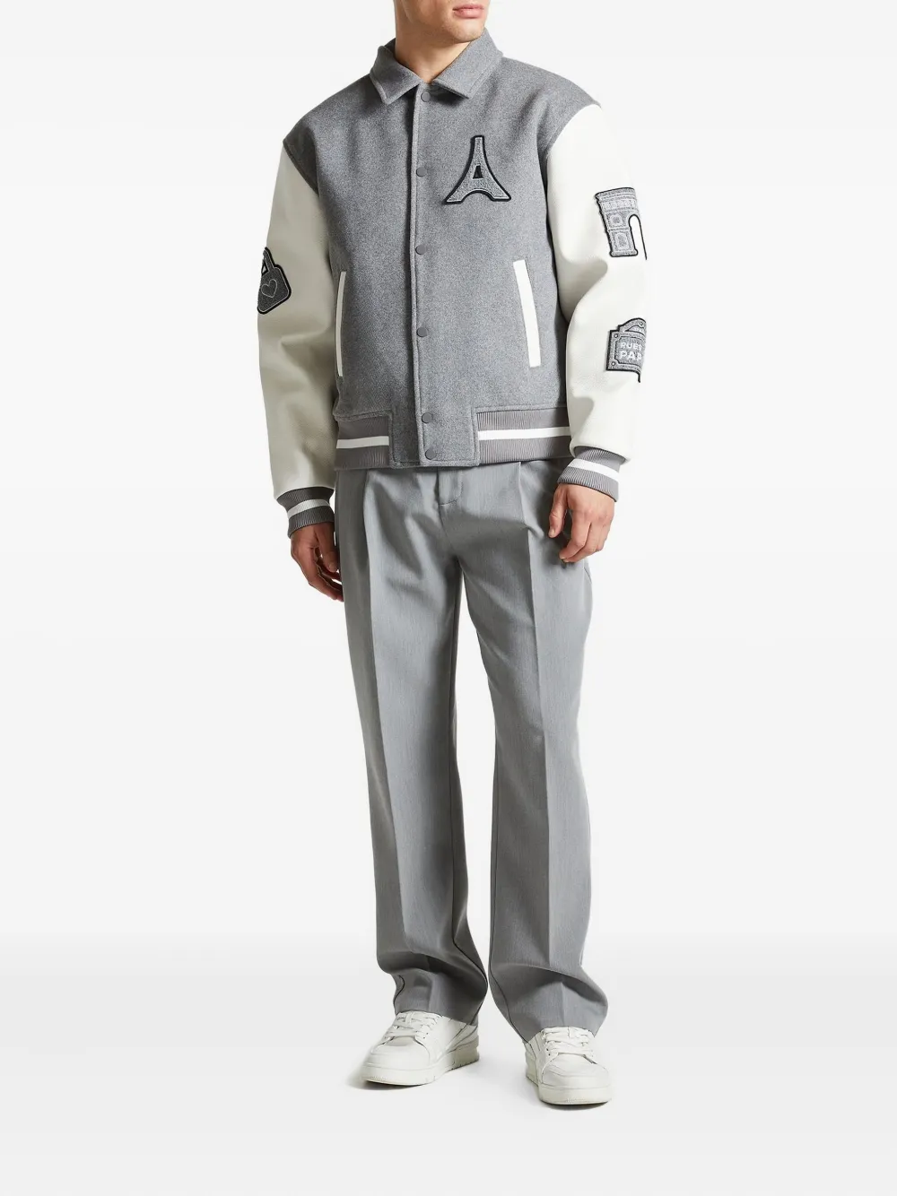 Manière De Voir Oscar leather-sleeve varsity jacket | Bomber Jackets | Image 2