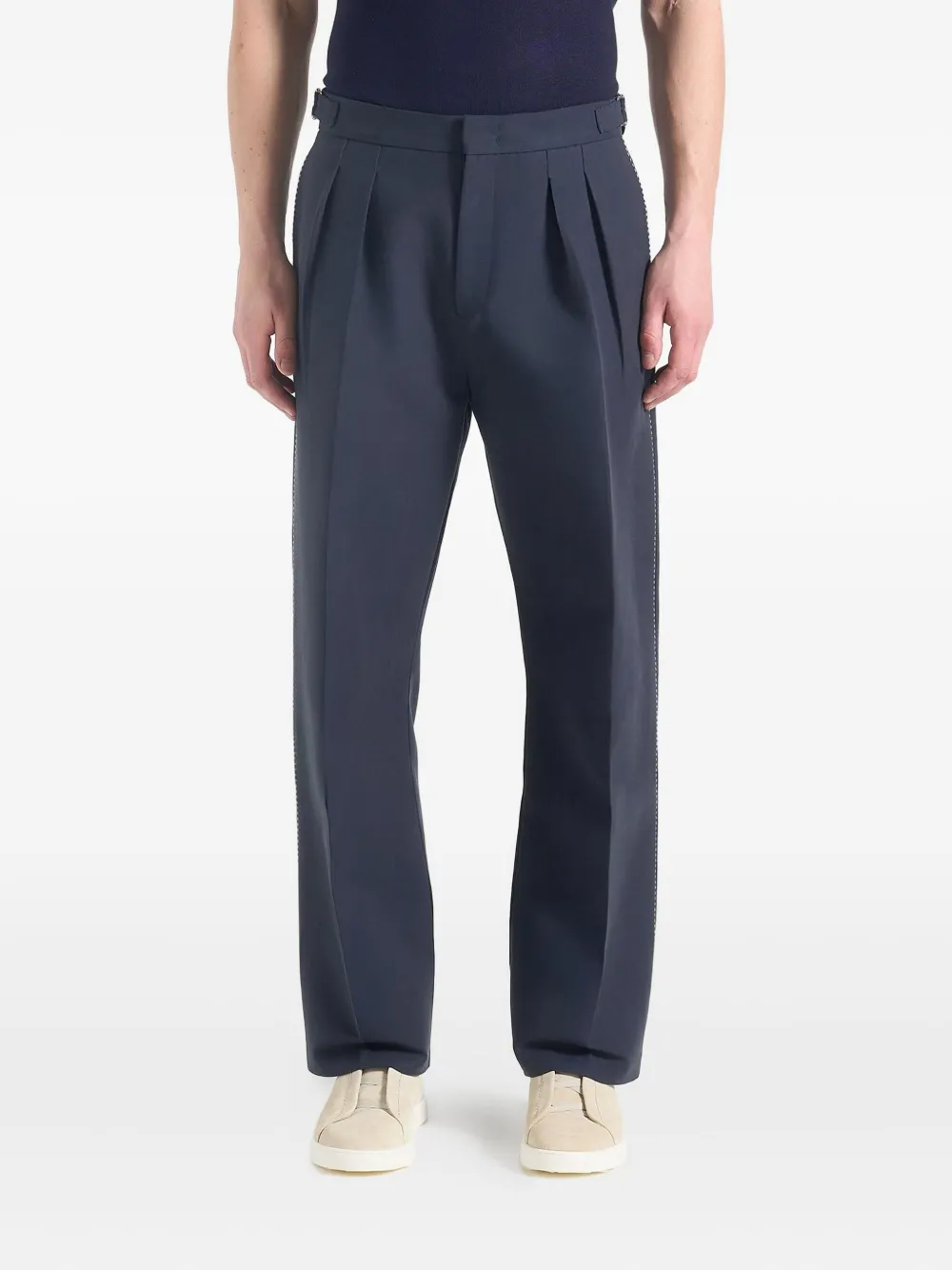Manière De Voir Marius broek met geplooid detail en stiksel Zwart
