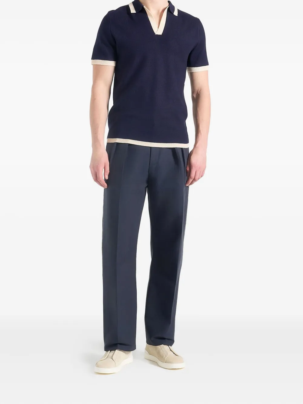 Manière De Voir Marius pleat-detailed topstitched trousers | Regular-Fit & Straight Leg Pants | Image 2
