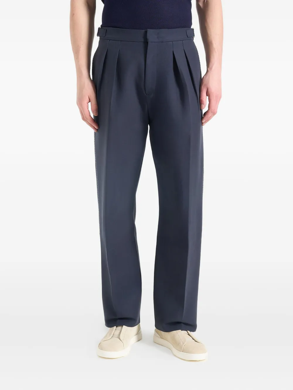 Manière De Voir Marius broek met geplooid detail en stiksel Zwart
