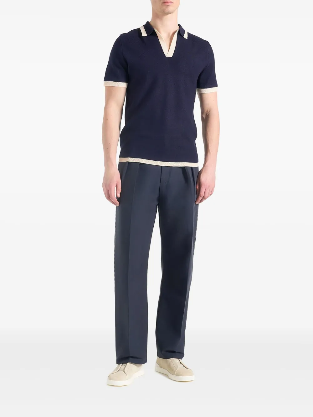 Manière De Voir Marius pleat-detailed topstitched trousers - Nero