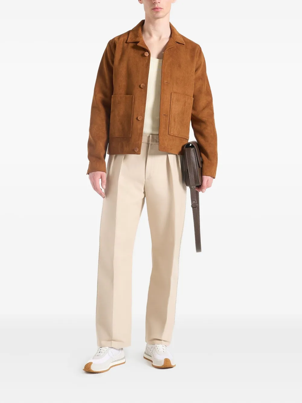 Manière De Voir twin-pleat topstitched trousers - Beige