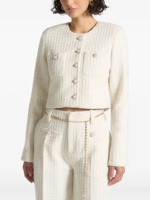 Manière De Voir Celine pearl-embellished cropped tweed jacket