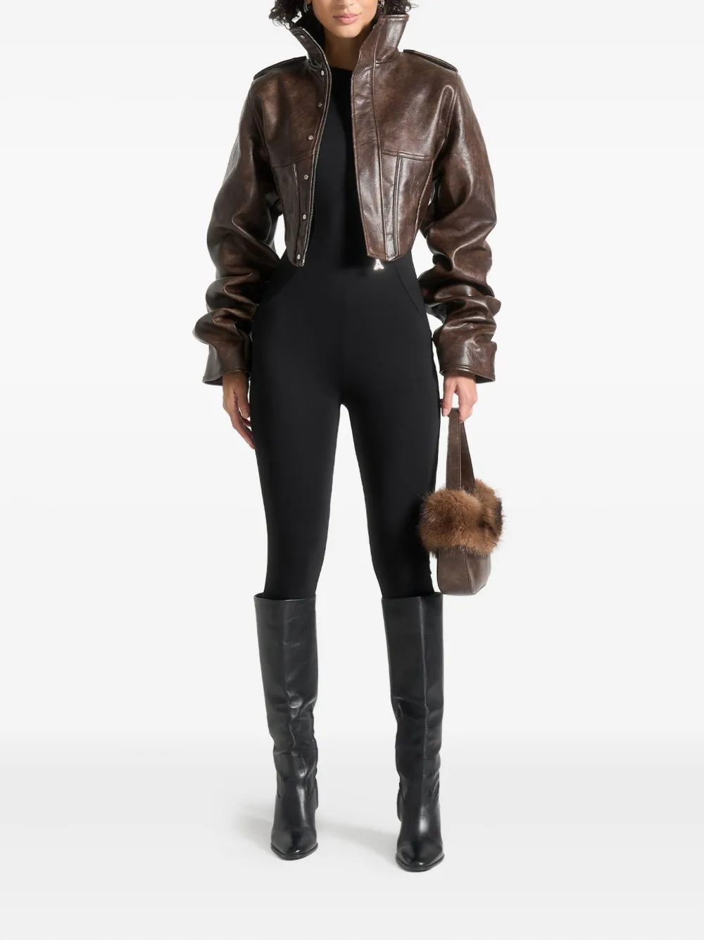Manière De Voir Solange corset-detail tacked-sleeve jacket | Biker Jackets | Image 2