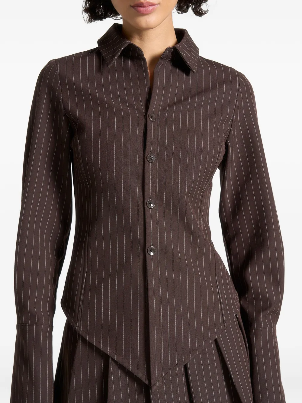 Manière De Voir Blouse met krijtstreep Bruin