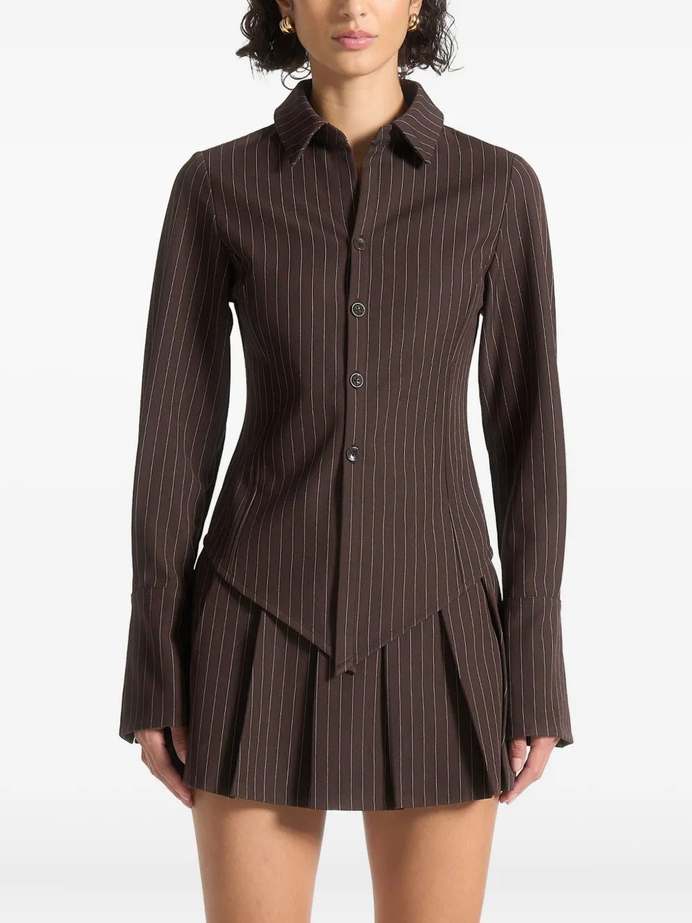 Manière De Voir pinstripe shirt | Brown | Image 1