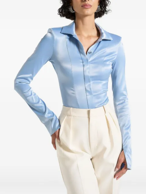 Manière De Voir Louise pointed-collar satin bodysuit